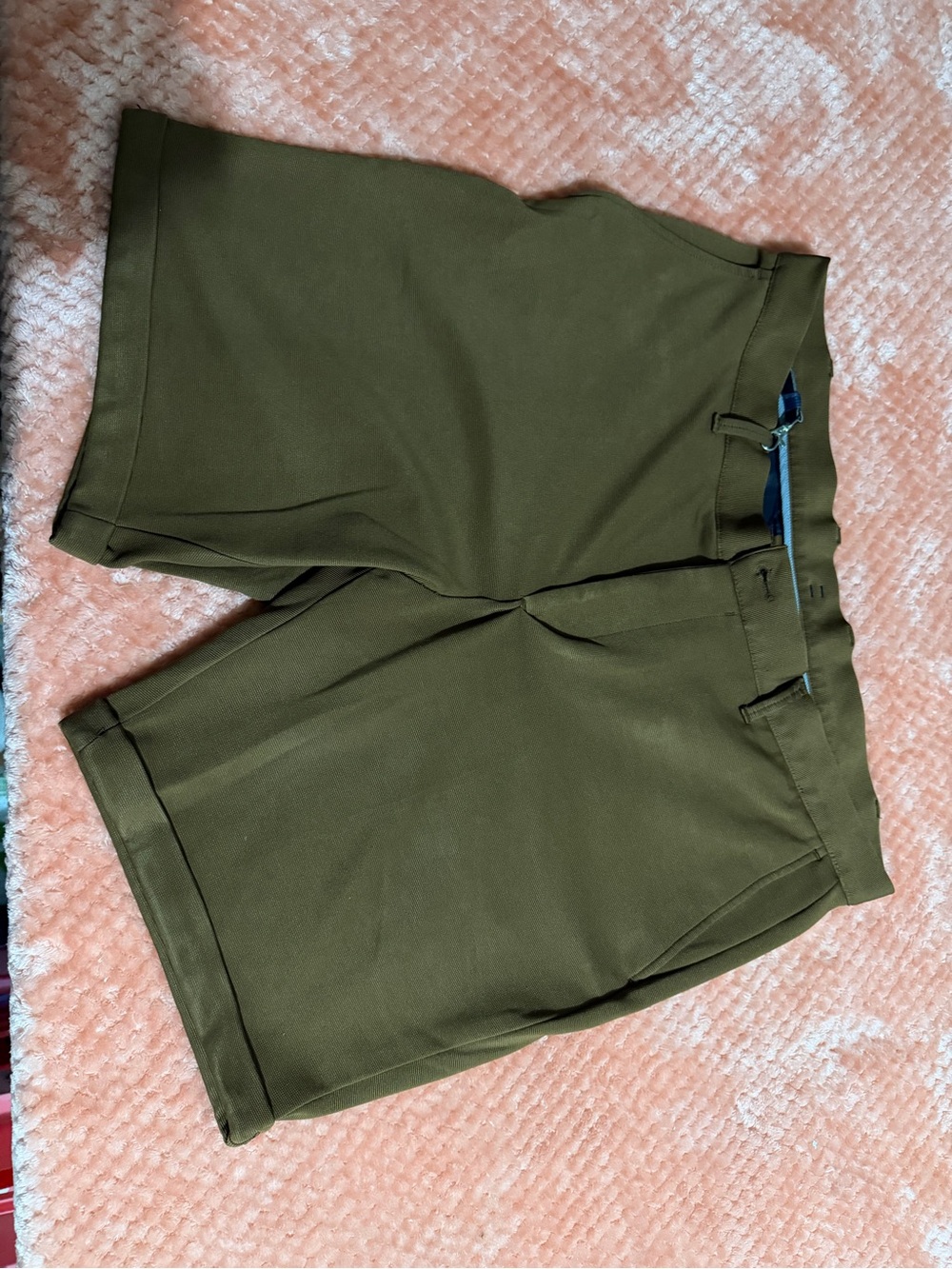Zara Men's Olive Green Flat Front Shorts